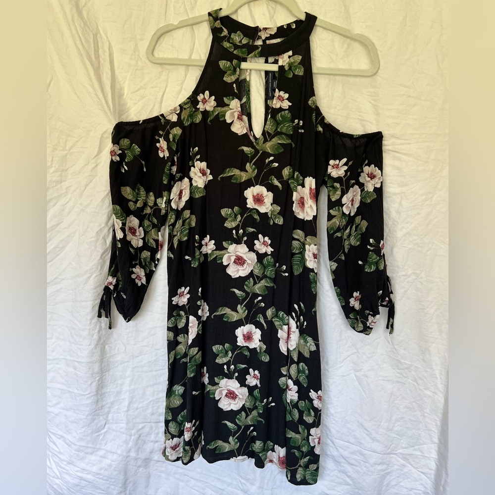 Black Floral Off Shoulder Dress